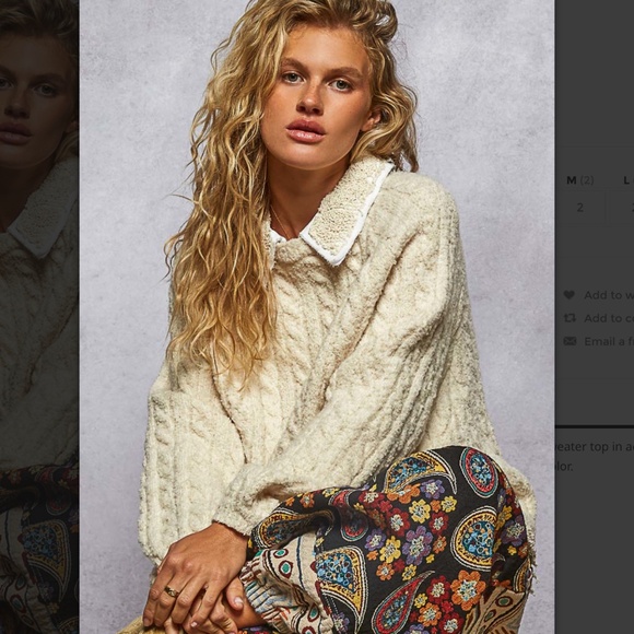 POL “ Auckland “ POL Collared Neck Sweater with Crochet Detail 27 - Picture 2 of 7